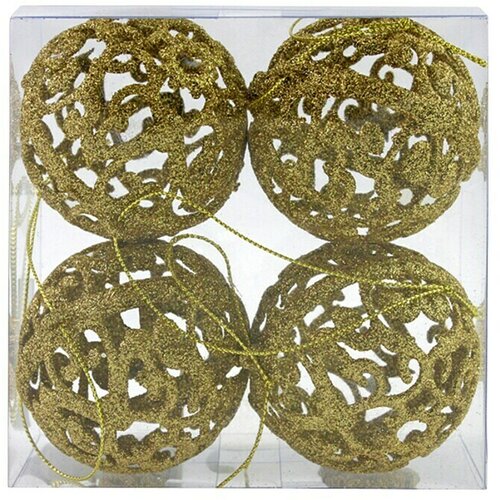  kuglica za božićno drvce s ornamentom (zlatne boje, plastika, promjer: 6 cm) Cene