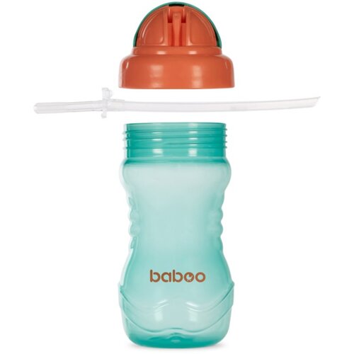 Baboo Cup with Silicone Straw steklenička s slamico Green, 9m+ 360 ml Slike