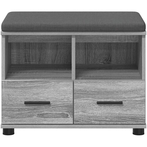  Klupa za hodnik s jastukom Sivi Sonoma 60 x 38 x 46 cm Slike