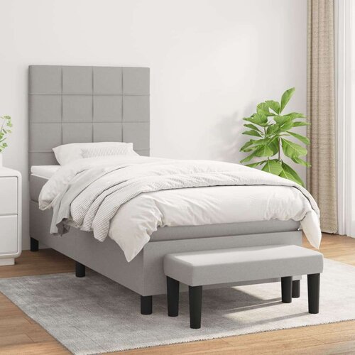  Box spring postelja z vzmetnico svetlo siv 100x200 cm blago, (20791317) Cene