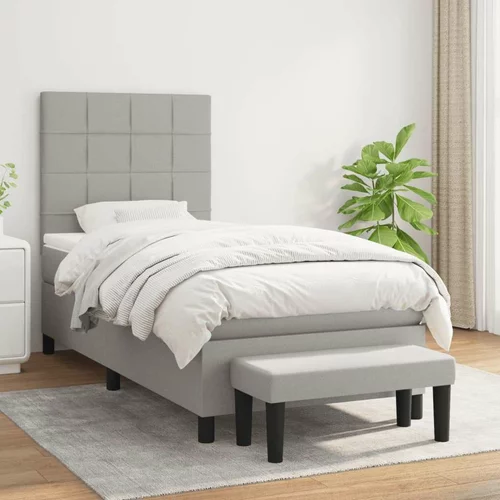  Box spring postelja z vzmetnico svetlo siv 100x200 cm blago, (20791317)