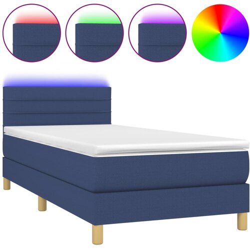 Maison Chic Box spring postelja - Vzmetna postelja z vzmetnico LED modra 100x200 cm blago SL8968, (21907491) Cene