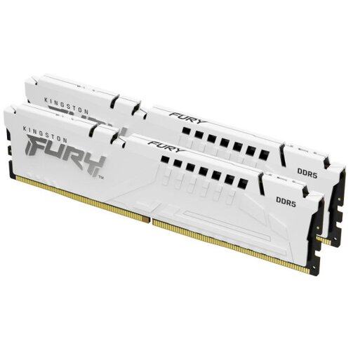 Kingston DDR5 32GB (2x16GB) 6000MT/s [FURY BEAST], Non-ECC UDIMM, CL36 1.35V, 288-Pin 1Rx8, White, Memory Kit, w/Heatsink, XMP & EXPO ( KF560C36BWE2 Slike