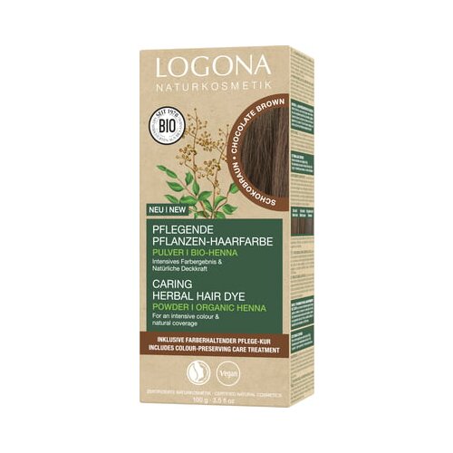 Logona biljna boja za kosu prah smeđa čokolada Slike