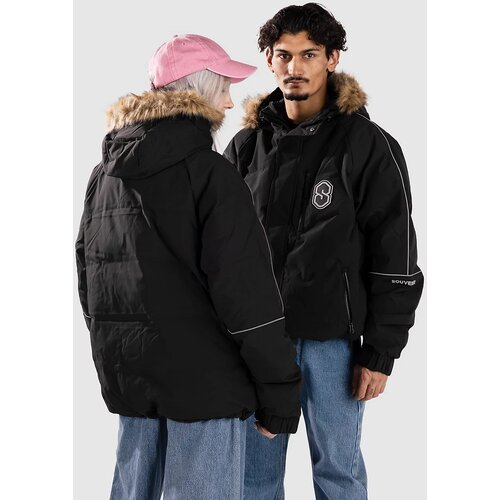 SOUVENIR Fur Trim Jacket black Slike
