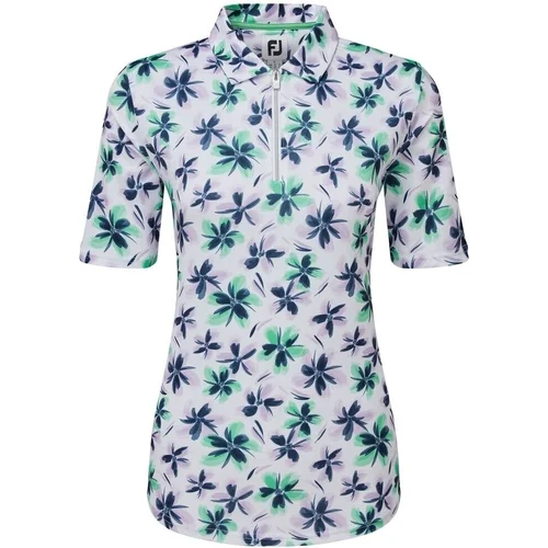 Footjoy 1/2 Zip Floral Print Lisle Lavender/Mint/Navy XS