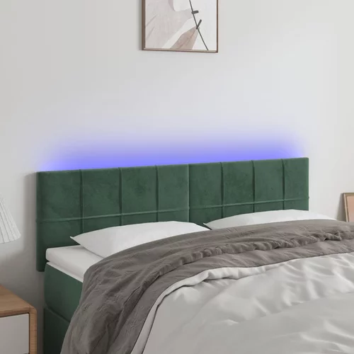 vidaXL LED posteljno vzglavje temno zeleno 144x5x78/88 cm žamet
