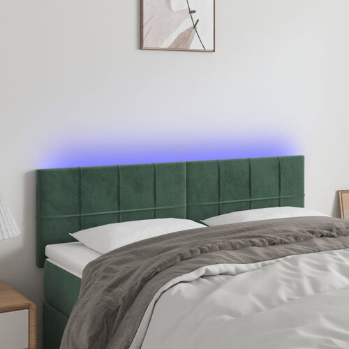 vidaXL LED uzglavlje tamnozeleno 144x5x78/88 cm baršunasto Cijene