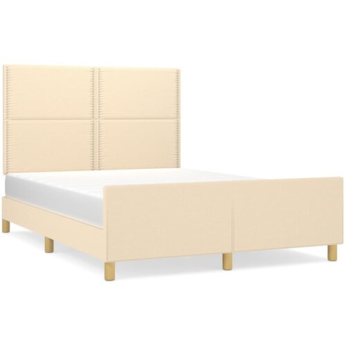 Maison Chic Posteljni okvir - Dvoposteljna postelja - Zakonska postelja brez vzmetnice krem 140x190 cm blago-J12186, (21765556) Slike
