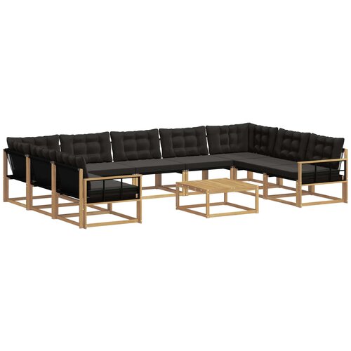 vidaXL Zunanja garnitura za sedenje z blazino 10 pcs Bela in črna, (5000272654) Cene