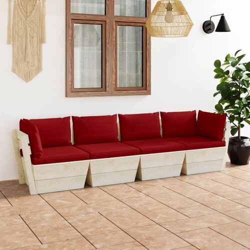 The Living Store Vrtni kavč &amp;scaron;tirised iz palet z blazinami smrekovina - Kavč Iz Palet, (21460264) Slike