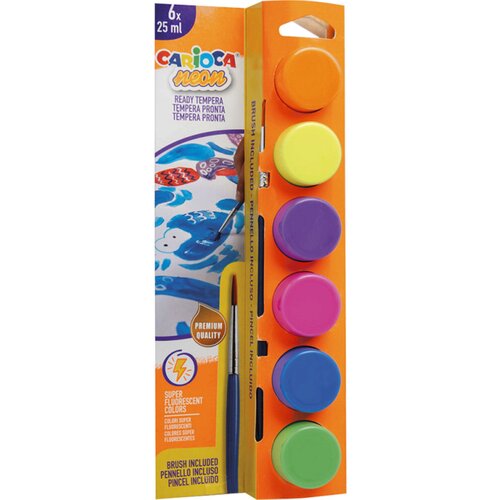Carioca Tempera Jars + Brush 25ml - Neon Cene