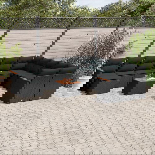 vidaXL 12-dijelni set vrtnih sofa od poliratana s jastucima crni Cijene