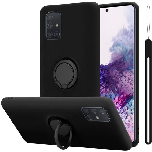 Cadorabo Ohi&amp;scaron;je, združljiv s Samsungom v tekoči črni barvi - za&amp;scaron;čitni pokrov iz fleksibilnega silikona TPU z obročem, (20583245) Slike