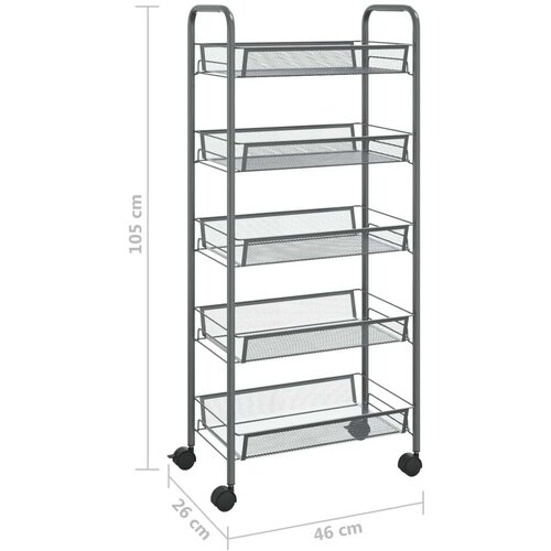  Kolica s 5 razina siva 46 x 26 x 105 cm željezna Slike