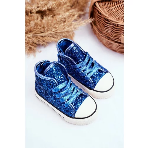 Kesi Children's Sneakers With Glitter Blue Ally