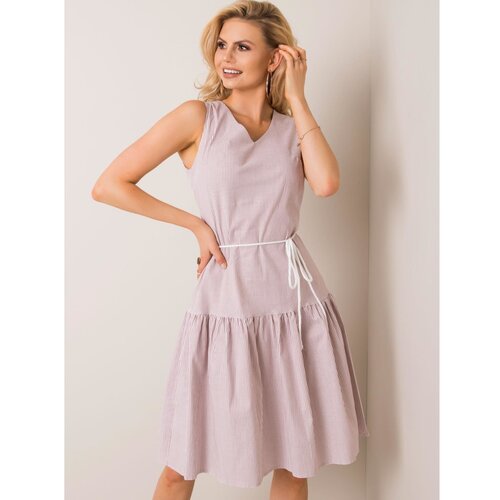 Fashion Hunters White and beige linen dress Slike