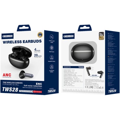 Jellico BREZŽIČNE SLU&amp;Scaron;ALKE TWS28 ANC ENC ZA ANDROID TELEFONE VISOKE KAKOVOSTI, (5000334377) Slike