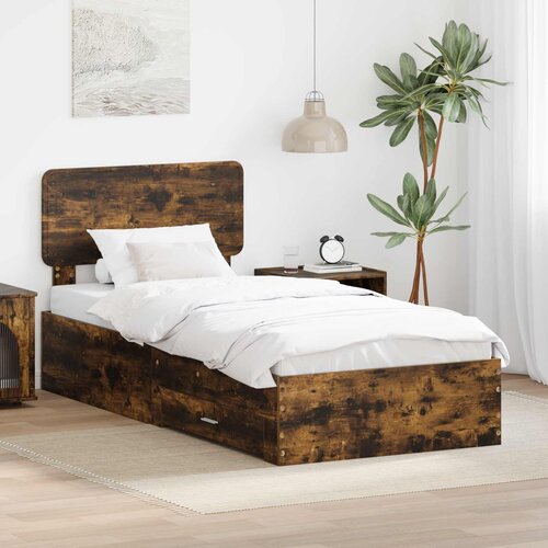  Krevetna konstrukcija s ladicama Dimljeni hrast 100 x 200 cm Smeđa 203 x 103 x 90 cm Cene