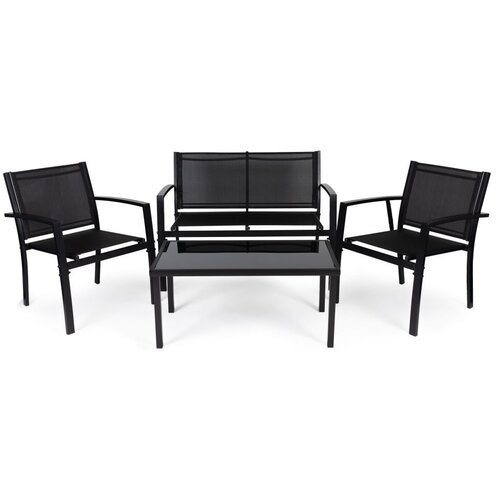 Modern Home Baštenski set EVA, Dve stolice i dvosed, Crni Cene