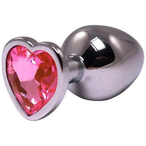srednji metalni analni dildo srce sa rozim dijamantom Slike