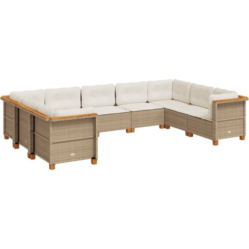 Maison Chic Seti vrtnega pohištva - Vrtna garnitura 9-delna z blazinami bež poli ratan, (21796013) Cene