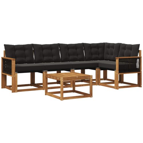 vidaXL Zunanja garnitura za sedenje z blazino 6 pcs Naravna in črna, (5000270061) Cene