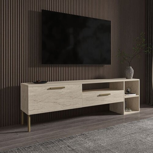 Hanah home Parion - Travertine Travertine TV Stand Cene