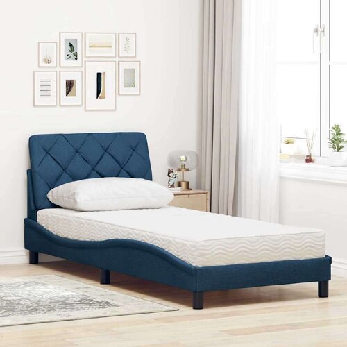  Krevet s madracem plavi 90 x 190 cm od tkanine Slike