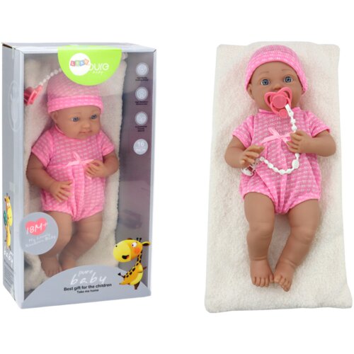  Lutka beba u ružičastoj odjeći, šeširu, dudi i dekici - 39 cm Cijene