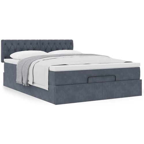 VidaXL Otomanski krevet s madracem tamnosivi 140x190 cm bar&amp;scaron;unasti Slike