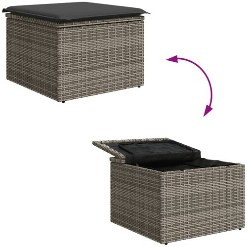  Vrtni tabure s jastukom sivi 55 x 55 x 37 cm od poliratana Siva Slike