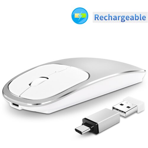 INF Tiha Brezžična Optična Mi&amp;scaron;ka BNH-WL-59 z Dvojnim Načinom Povezave Silver, (5000071619) Slike