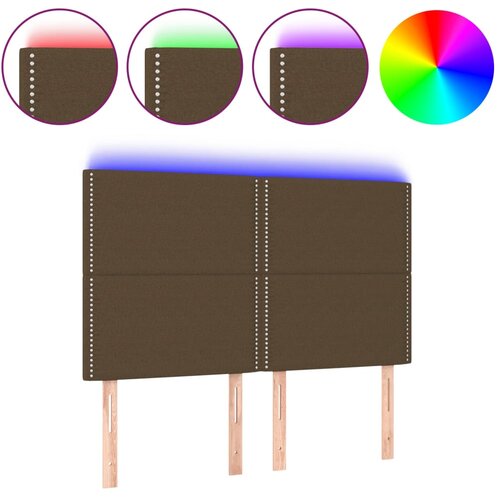 Maison Chic led posteljno vzglavje - vzglavna omarica - nočna omarica temno rjavo 144x5x118/128 cm blago, (21711847) Slike
