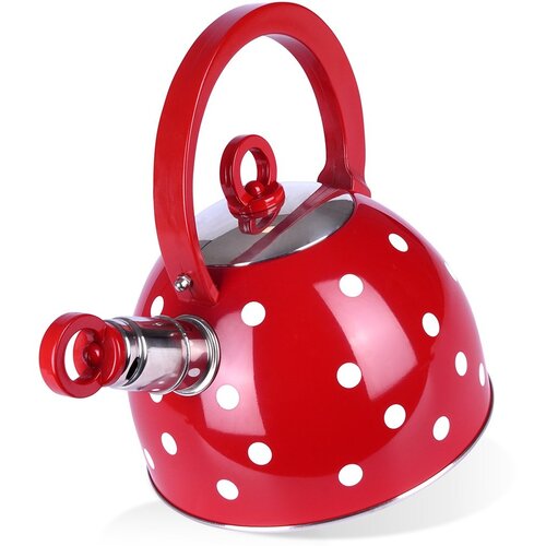 Orion Žvižgajoči kotliček, jeklo, rdeč, pikice, 1,5 l, (5000019841) Cene