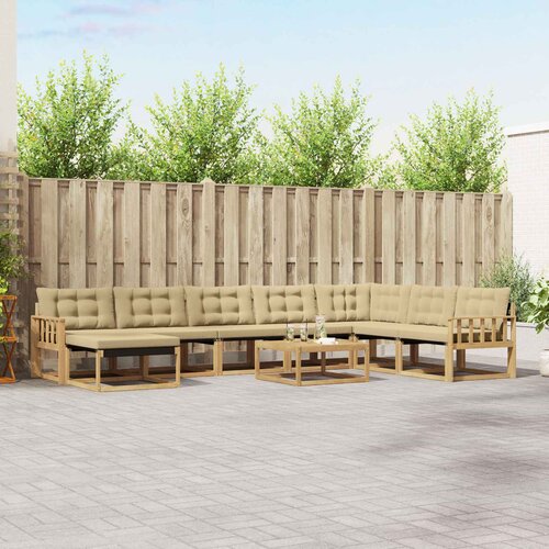 Set vanjskih sofa 9 kom. Bijela i bež Čvrsto drvo akacije Cene