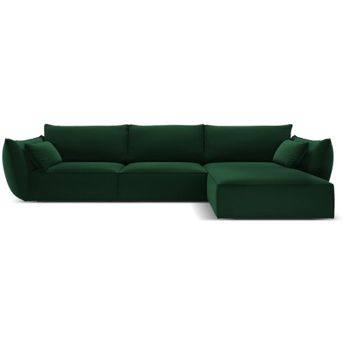 Mazzini Sofas Temno zelena žametna kotna sedežna garnitura z ležalnikom (desni kot) Vanda &amp;ndash; Slike