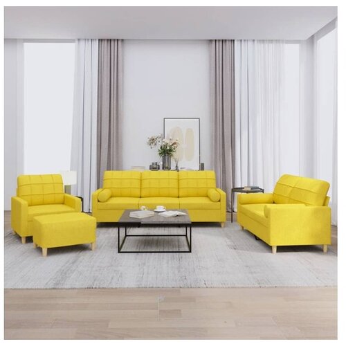 vidaXL 4-dijelni set sofa s jastucima svjetložuti od tkanine Cene