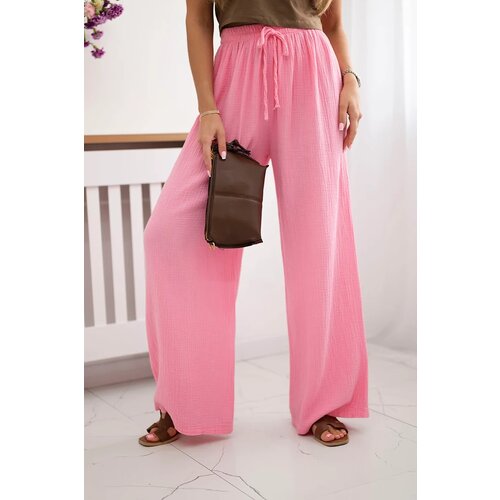 Kesi Włoski Muslin pants with a wide leg light pink Cene