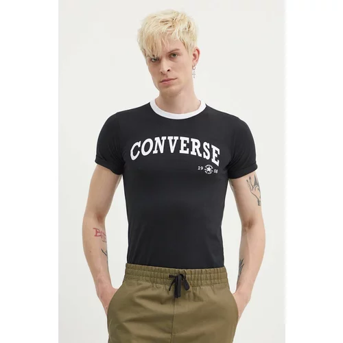 Converse Bombažna kratka majica črna barva, 10026365-A02