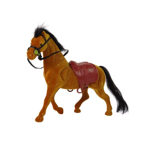  Figurica smeđi baršunasti konjić sa smeđim sedlom