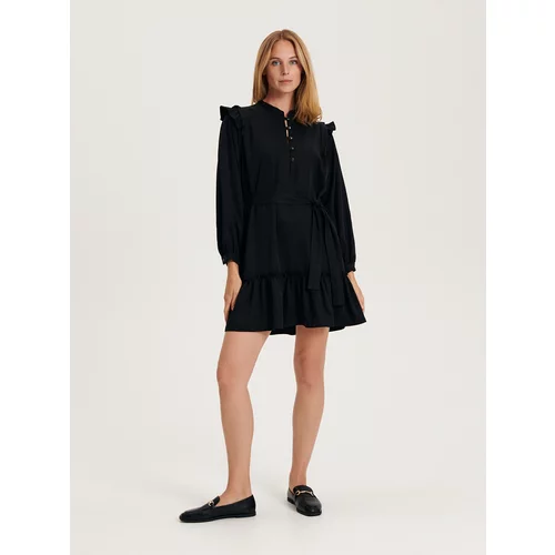 Reserved - Mini haljina s visokim udjelom liocelnih vlakana - crno