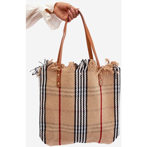 Kesi Large Woven Beach Bag Brown Avonas Cene