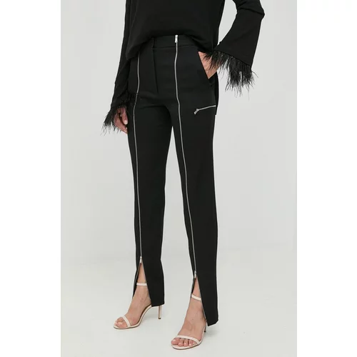 Victoria Beckham Vunene hlače za žene, boja: crna, uski kroj, visoki struk