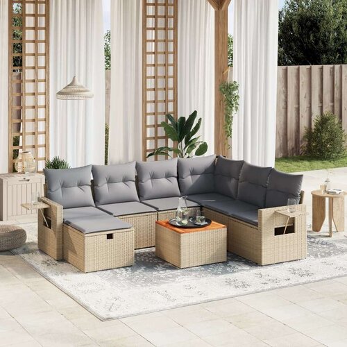  8-dijelni set vrtnih sofa s jastucima bež od poliratana Slike