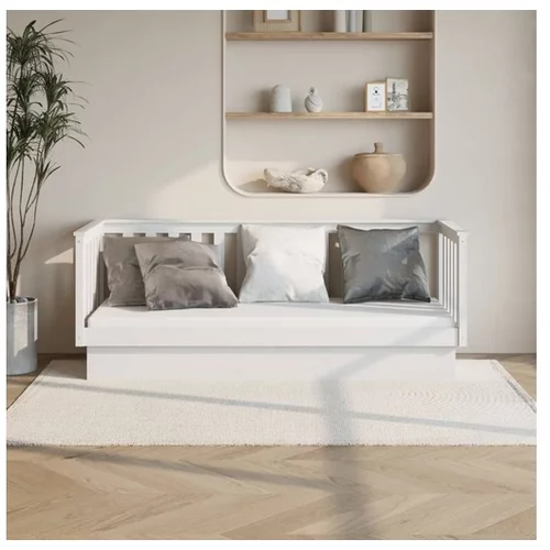  Dnevna postelja bela 75x190 cm trdna borovina