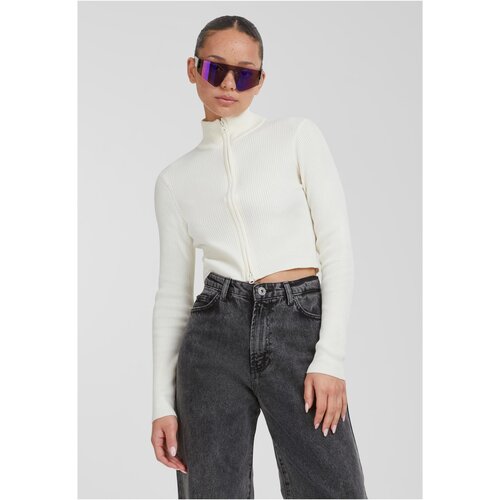 Urban Classics Women&amp;#039;s sweater with a zipper with cropped rib knit whitesand Slike