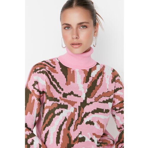Trendyol Pink Patterned Knitwear Sweater Slike