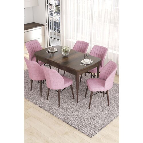 Hanah home Set Trpezarijski sto i 6 stolica Eva, Roza-smeđa Cene