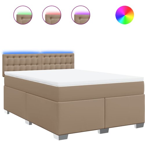 vidaXL Box spring postelja z vzmetnico kapučino 140x190cm umetno usnje, (21310429) Cene